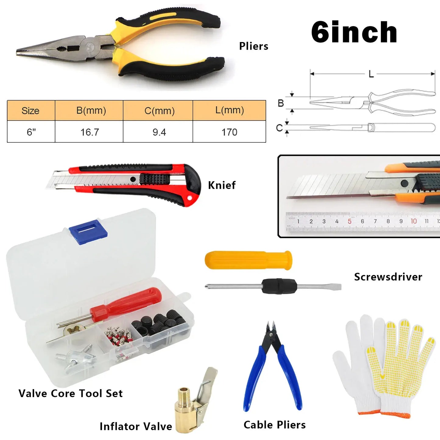 Car Tire Repair Tool Kit